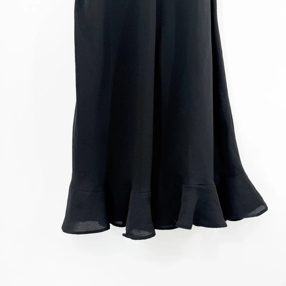 Vintage Y2K Lace Trim Mini‎ Slip Dress Embroidered in Black Size Large - Picture 7 of 8